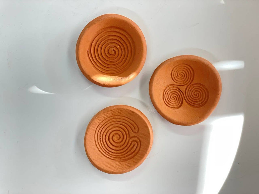 Set of 3 Ancient Symbol Earthenware Trinket Dishes