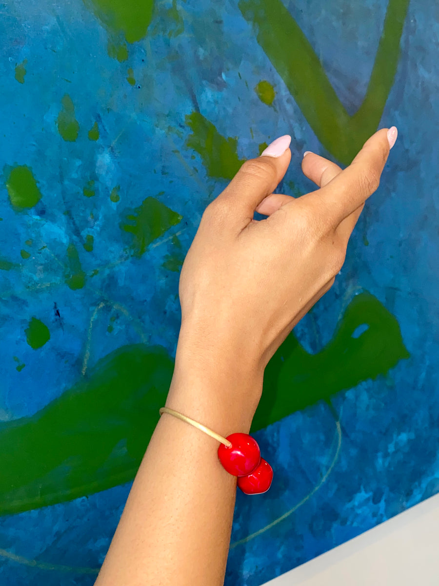 Chama Navarro Bracelet with Red Murano Glass Beads